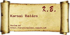 Karsai Balázs névjegykártya